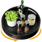 Lazy Susan Organizer Homerays 13 Inch Non-Skid Bamboo Lazy Susan for Kitchen Rotating Spice Rack with Handles, Wood Turntable for Kitchen Cabinet,Countertop (Black, Large) - size: 13" High Rim Black