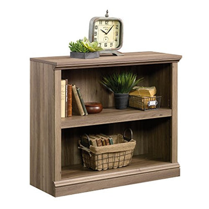 Sauder 2 Tier Book Shelf Wooden Bookcase Multipurpose Bookshelf for Home Office, Living Room, in Salt Oak - color: Salt Oak Finish