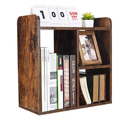 PAG Desktop Shelf Freestanding Wood Small Bookshelf Desk Supplies Organizers and Accessories Storage Display Rack Office Decor for Women, Antique Brown - color: Antique Brown, size: Style 2