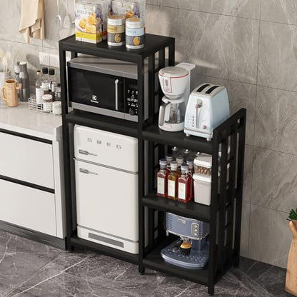 6-Tier Microwave Stand, Freestanding Kitchen Baking Rack, Height Adjustablebakers Shelf, Spice Rack, Mini Fridge, Coffee Bar for Living Room Black - color: Black