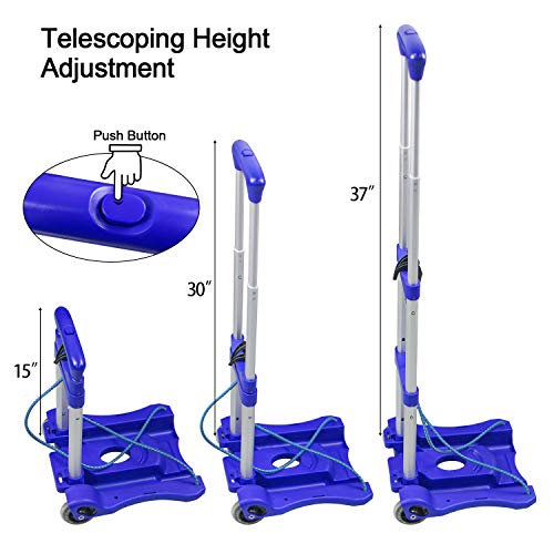 Sutekus Folding Hand Truck and Dolly 110-lbs Lightweight Portable Luggage Cart for School Travel Office Moving (Blue) - color: Blue