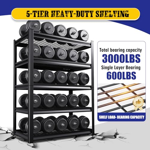 78" H Garage Shelving Heavy Duty Storage Shelves, 5-Tier Adjustable Metal Shelving Unit, Utility Garage Organizer Shelf for Basement, Pantry, Warehouse, Supermarket, 45.6" W x 19.7" D x 78" H - size: 5-Wire-19.7"Dx45.6"Wx77.9"H