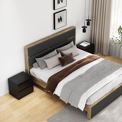 Nightstand with Drawers, Bedside Table with Drawers, Sofa Side Table Storage Cabinet, Night Stand for Bedroom Living Room (1, 2 Drawers Black, 19.7" W×15.6" D×18.9" H) - color: 2 Drawers Black