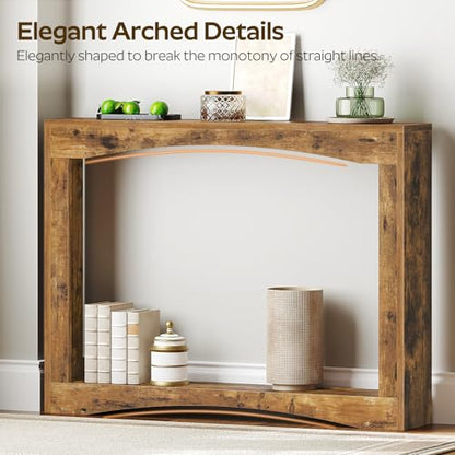 Narrow Console Table, 5.9'' Thin Entryway Table, Behind Couch Table for Small Spaces, Small Farmhouse Hallway Table, for Living Room, Hallway, Foyer, Rustic Brown CT19RR - color: Rustic Brown