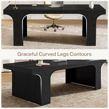Tribesigns 70.87" Executive Office Desk with Arched Design, Black | Modern Wooden Writing Table, Large Workspace Computer Desk Simple Business Furniture for Home Office, Sturdy Room - color: Black