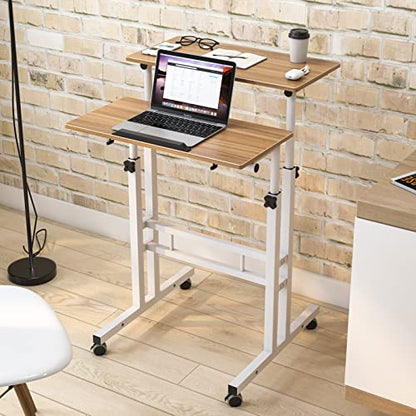 SogesHome Adjustable Laptop Desk Table 23.6 inches Portable Laptop Table Computer Stand Desk Cart Tray Desk, Oak - color: Oak-small Size, size: 23.6''