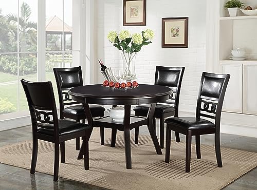 New Classic Furniture Gia Dining Chair (Set of Four), Black PU Upholstered Seat & Back Rest, Ebony - color: Ebony, size: Set of 4, style: Dining Chair