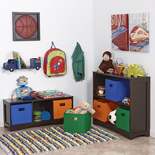 RiverRidge Horizontal Bookcase, Espresso | Classic Beadboard Side Panels, Playroom Book and Toy Organizer with 2 Open Shelves, Painted MDF - color: Espresso
