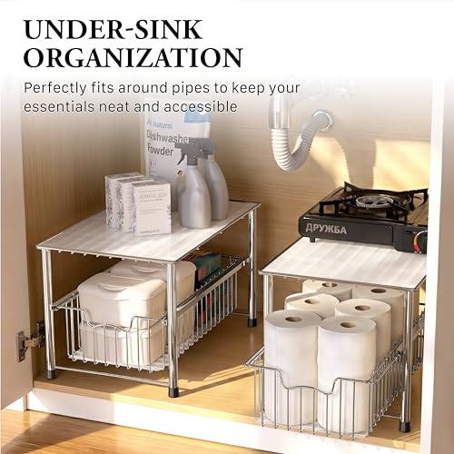 Simple Houseware Chrome Metal Stackable Storage Rack, 16.75 in L x 10.8 in W x 10.25 in H - color: Chrome