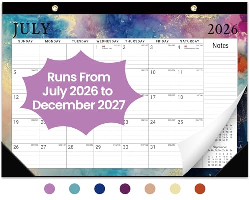 Desk Calendar 2026-2027, 18-Month Calendar Runs from July 2026 to December 2027, Large 17" x 12" Monthly Desktop & Wall Calendar for Home & Office - Gilded Elegance - color: h-Gilded Elegance, size: Jul 2026 – Dec 2027