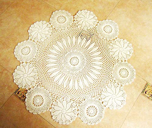 Damanni Cotton Handmade Crochet Lace Tablecloth Doilies Doily,Round,White,35 Inch - color: White, size: 35" (Round)