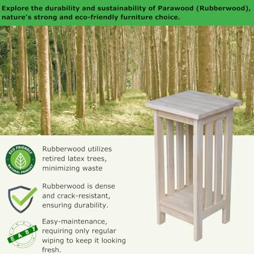 IC International Concepts Mission Plant Stand, 24-Inch High, Solid Parawood, Unfinished - size: 24 Inch