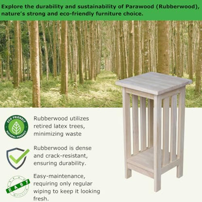 IC International Concepts Mission Plant Stand, 24-Inch High, Solid Parawood, Unfinished - size: 24 Inch