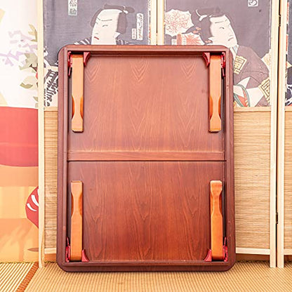 Folding Coffee Table, Japanese-Style Low Wood Table, Square Floor Sitting Tables, Portable Picnic Tables, for Tatami Living Room Bedroom Tea Study, Red Brown (Size : 23.6×15.7×9.8IN) - size: 23.6×15.7×9.8IN