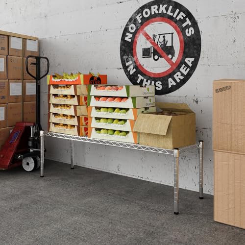 14" Deep x 48" Wide x 14" Height Wire Shelving Kit | 1-Tier | NSF Commercial Storage Rack Unit - size: 14" Deep x 48" Wide