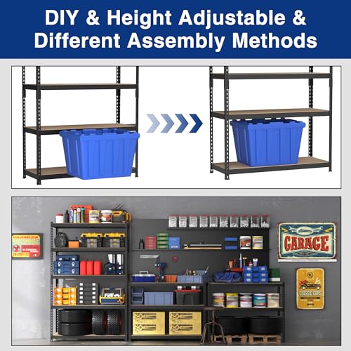 WORKPRO Shelving with MDF Board, 35-3/10”W x 17-1/2”D x 72”H, 1650LBS Load - color: Black, size: 35.3W x 17.5"D x 72"H