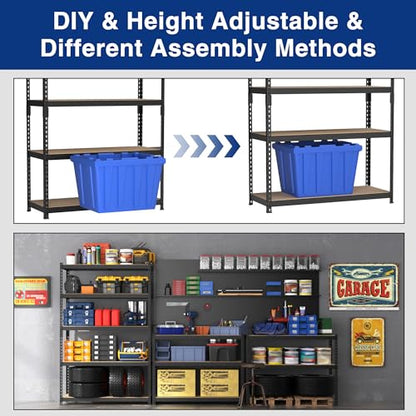 WORKPRO Shelving with MDF Board, 35-3/10”W x 17-1/2”D x 72”H, 1650LBS Load - color: Black, size: 35.3W x 17.5"D x 72"H