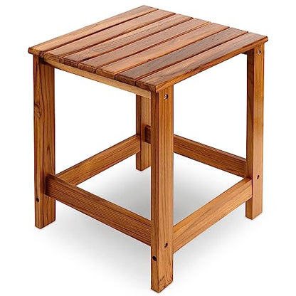 Utoplike Teak Outdoor Side Table for Patio, Adirondack Sides Tables | Pool Coffee Accent Table, Wood End Tables for Garden, Backyard, Bed, Living Room, Couch - size: 1-Tier