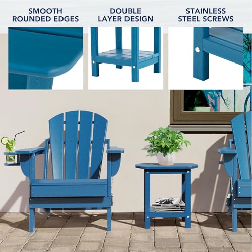 nalone Adirondack Side Table 16.5" Outdoor Side Table HDPE Plastic Double Adirondack End Table Small Table for Patio(Navy Blue) - color: Navy Blue