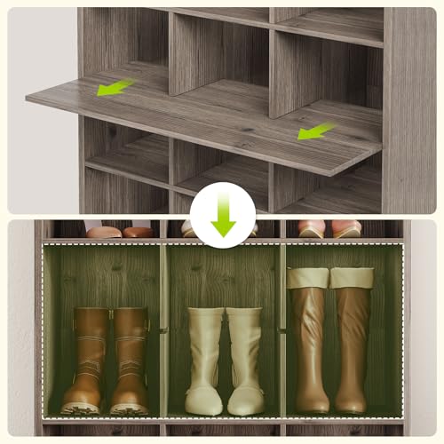 LITTLE TREE 70.9" Tall Shoe Rack, 10-Tier Freestanding Shelf, Max. Store 30 Pairs, Shoe Cabinet Organizer for Living Room, Entryway, Cloakroom, Grey - color: Grey