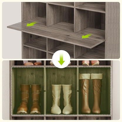 LITTLE TREE 70.9" Tall Shoe Rack, 10-Tier Freestanding Shelf, Max. Store 30 Pairs, Shoe Cabinet Organizer for Living Room, Entryway, Cloakroom, Grey - color: Grey
