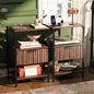 VINGLI Nightstands Set of 2 with Fabric Drawer, Walnut Nightstand with Charging Station, Fluted Night Stands, Bedside Tables/End Tables with Charger Station, Side Table Bedroom,Small Night Stand,2 pcs - color: Walnut, size: 15"W-1 Drawer 2 Shelf