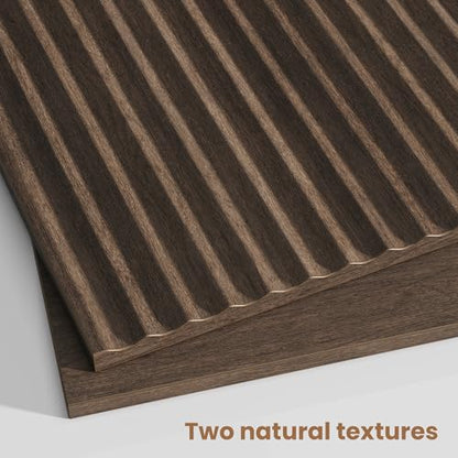 Fluted Nightstand Set of 2, Modern End Table with Metal Handle,2 Storage Drawers Side Table,Bedside Table for Bedroom,Wood Nightstands,Curved Profile Design Furnitue, Walnut - color: 2pcs_walnut