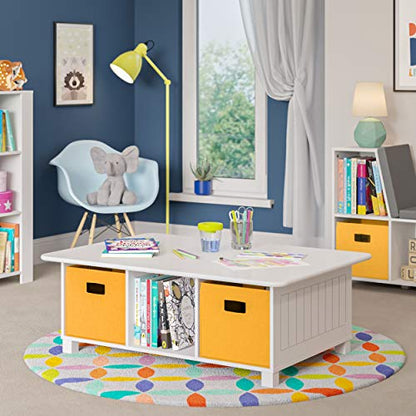 RiverRidge Folding Storage Bins - 2-pack of 10in Tall Golden Yellow Cubes | Fabric Bins, Set of 2 Storage Cubes, Cut-out Handles, Playroom Closet Organizer, Collapsible Cubby with Bottom Board Insert - color: 2 Golden Yellow 10in H Bins