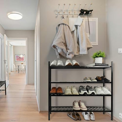 Shoe Rack - Metal Shoe Organizer 2 Tier Shoes Shelf Storage, 35 Inches Stackable Long Show Stand Holder for Closet, Entryway, Garage, Floor, Door Entrance, Black - size: 2 Tier