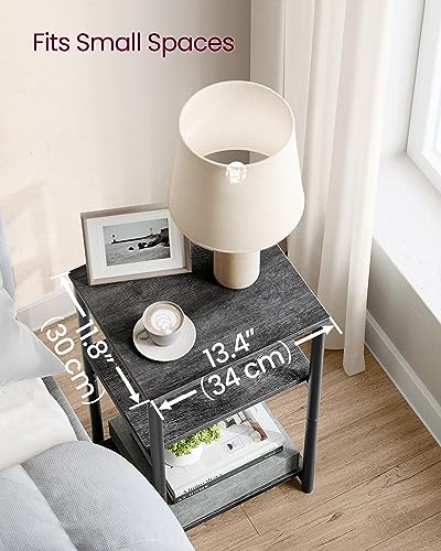 VASAGLE BARNET Collection - Side Table, Small End Table for Living Room, Modern Tall Nightstand, Bedroom, Office, Bathroom, Steel Frame, Misty Gray and Ink Black ULET273B68 - color: Misty Gray + Ink Black