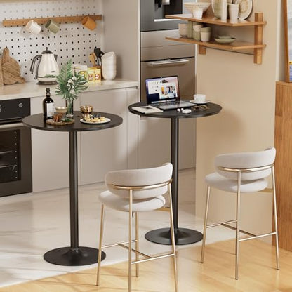 Shahoo Round Bar Table, Cocktail Table with Metal Base & MDF Top, Counter Height Pub Table for Dining Room, Living Room, Kitchen, Bar, Pub, Cafe, Black - color: Black, style: Basic