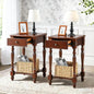Narrow End Side Table with Drawer and Storage Shelf Set of 2, Sofa Beside Table,No-Tools Assembly Antique Wood Nightstand for Living Room,Small Space, 27.6”H x 19.7”L x 15.7”W Cherry Walnut GBJ1533WD - color: Cherry Walnut Set of 2