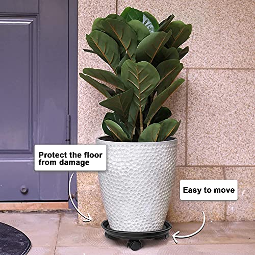 Plant Caddy with Wheels, Rolling Plant Dolly with Casters, Black | Movable Plant Stand, Flower Pot Dolly Holder, Planter Pot Mover, Indoor Outdoor Use, 2 Wheels with Lock, Fit Most Pots - color: Black