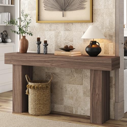 knoworld 63 Inch Long Console Table for Entryway, Farmhouse Wood Rectangular Sofa Table Behind Couch Table, Narrow Entryway Table for Living Room, Entrance, Hallway, Foyer, Easy Assembly (Brown) - color: Brown