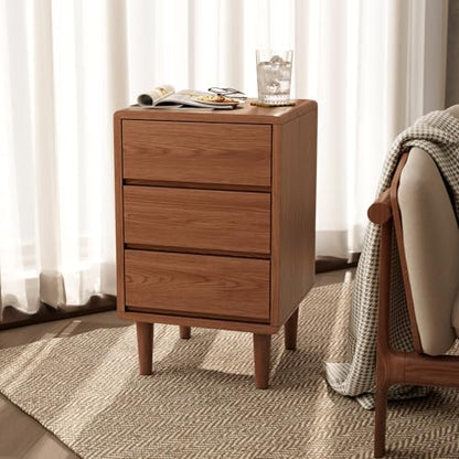 Tall Nightstand Walnut Night Stand with 3 Drawers Mid Century Modern Nightstand with Storage,Solid Wood Night Stand,Small Bedside Table for Bedroom,Living Room,Office,Walnut Bedside Table - color: Deep Walnut, style: 3 drawers