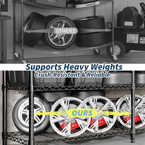 Garvee Metal Storage Shelves 4-Tiers, Standing Garage Shelving Unit 59"W x 13.8"D x 59.5"H, Heavy Duty Wire Shelving Rack Load 1060LBS, Adjustable Storage Shelf for Home Kitchen Pantry Basement(Black) - size: 59" W x 13.8" D x 59.5" H(4 Tiers)