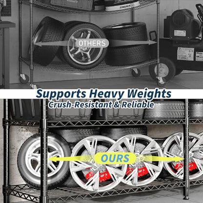 Garvee Metal Storage Shelves 4-Tiers, Standing Garage Shelving Unit 59"W x 13.8"D x 59.5"H, Heavy Duty Wire Shelving Rack Load 1060LBS, Adjustable Storage Shelf for Home Kitchen Pantry Basement(Black) - size: 59" W x 13.8" D x 59.5" H(4 Tiers)