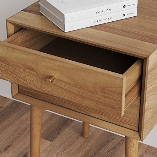 Nathan James 32704 Harper Mid-Century Oak Wood Nightstand with 2-Drawers, Small Side End Table with Storage, Brown - color: Oak Brown, size: Set of 1