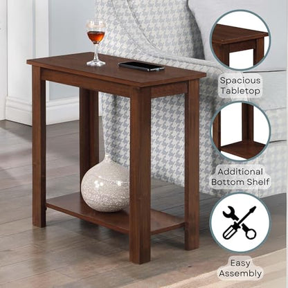 Convenience Concepts Designs2Go Baja Chairside End Table 23.75"- Modern Living Room Table with Storage Shelf, Transitional Bedside Table, Espresso - color: Espresso