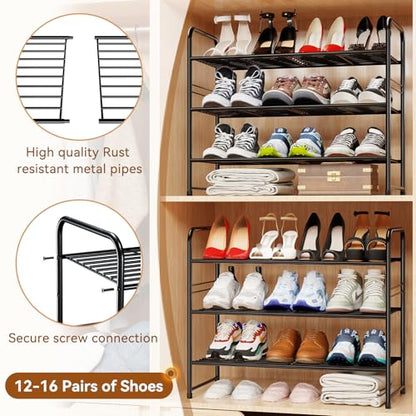 Simple Shoe Rack, 3 Tier Heavy Duty Metal Shoe Shelf 27 Inch Wide, Black - color: Black, size: 3 Tier