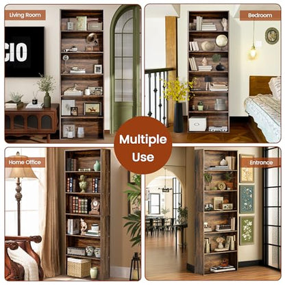 GRUSIGN 71" Tall 6-Tier Bookshelf, Large Open Display Bookcase with Ample Storage, Floor Standing Book Shelf for Living Room, Home Office, Bed Room, Brown - color: Brown