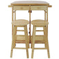 Casual Home Drop Leaf Breakfast Cart with 2 Stools-Natural - color: Natural