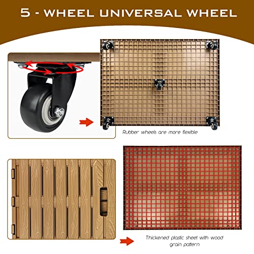 Collapsible Rolling Crate on Wheels, 440lbs Capacity Foldable Storage Bins Heavy Duty Plastic Furniture Moving Dolly Cart for Travel Shopping Luggage Office Use with Removable 360° Rotation Wheels