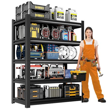 24" W Garage Shelving,5-Tier Heavy Duty Shelving Unit,3000LBS Adjustable Metal Storage Shelves,Storage Rack Units for Industrie,Shed,Warehouse,Basement,Black,23.6" W x 15.7" D x 63" H - size: 15.7"Dx23.6"Wx63"H