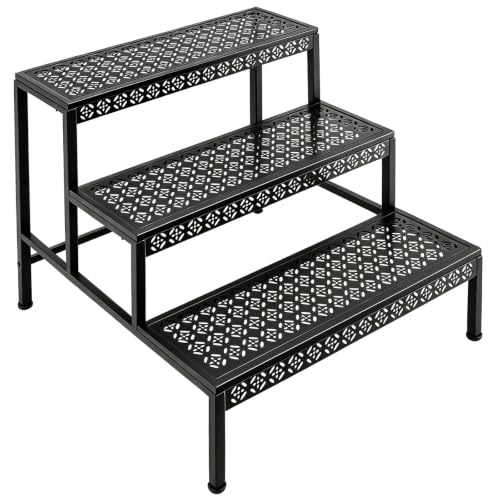 3 Tier Metal Plant Stand, Ladder Flower Pot Holder Plant Stands, Tiered Plant Stand Outdoor Storage Organizer Rack for Home Garden Patio Balcony