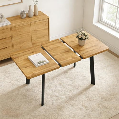 Extendable Dining Table for 4 to 8 People, 47.2" to 63" Modern Kitchen Table with Removable Extension Leaf, MDF Expandable Dining Room Table Compact for Small Spaces, Walnut - color: 47.2'' - 63'' Walnut Table