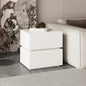 Modern Nightstand with Lights Strip, Leather Wrapped Bedside Table with 2 Drawers, Small Night Stands for Bedroom, End Table, Side Table, No Assembly Required (White, Light Drawers) - size: Light Drawers