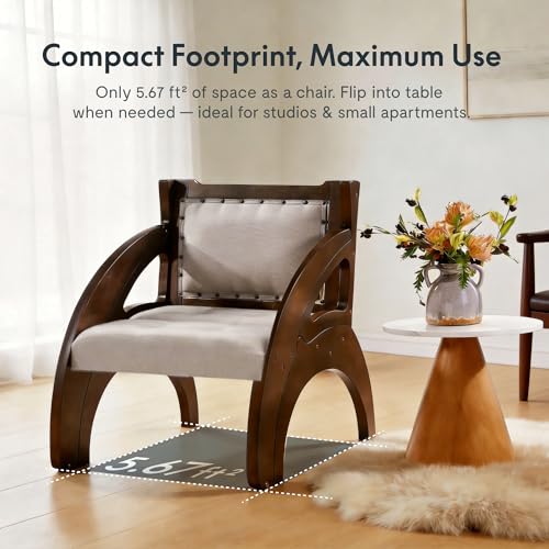 FLEXISPOT 3-in-1 Convertible Chair to Table with 2 Seats,Desk and Chair Set for 2, Upholstered Accent Chair with Solid Wood Frame, Easy Flip Design, Space Saving Furniture for Small Apartments - size: Convertible Chair for 2