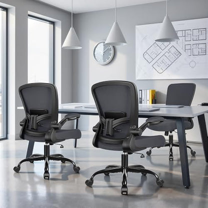 FelixKing Office Chair, Ergonomic Desk Chair Breathable Mesh Chairs Adjustable High Back Lumbar Support Flip-up Armrests, Executive Rolling Swivel Comfy Computer Chairs Home Office Dark Gray - color: Slate Gray