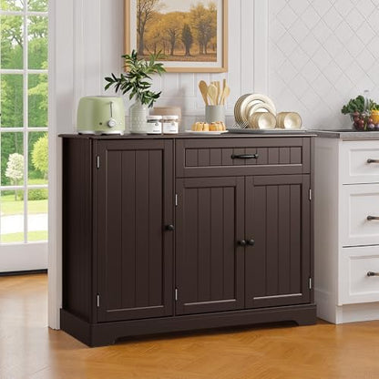 Ahomly Buffet Cabinet, Coffee Bar, Sideboard Cabinet with Internal Storage Shelf for Dining Room, Kitchen, Living Room, Kitchen and Laundry Room, Dark Brown - color: Dark Brown